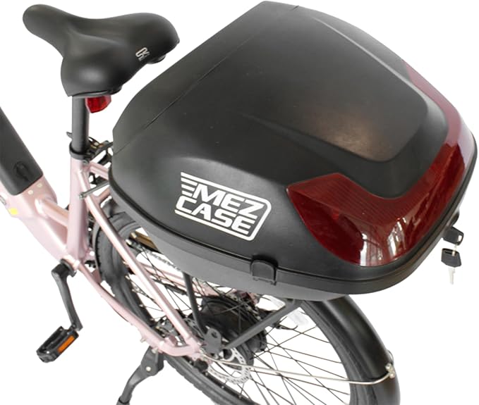 MEZCASE 35L Motorcycle Bicycle Scooter Top Case - Lockable, Waterproof Tail Box with Soft Backrest, Universal Mounting