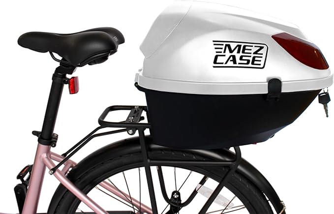 MEZCASE 35L Motorcycle Bicycle Scooter Top Case - Lockable, Waterproof Tail Box with Soft Backrest, Universal Mounting