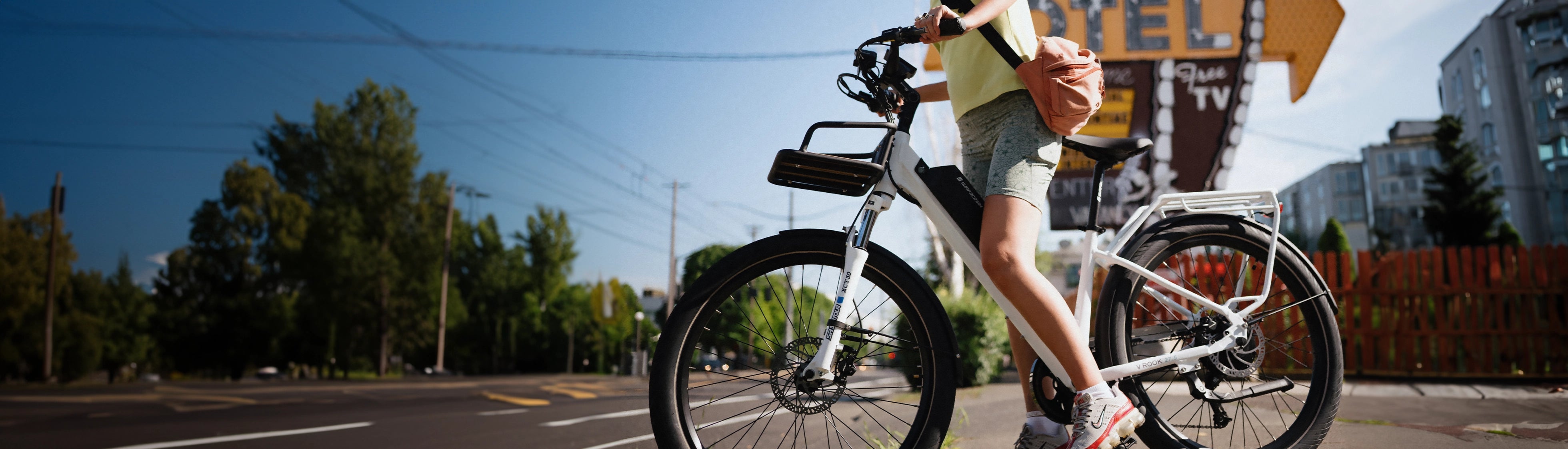 Person riding Surface 604 Commuter eBike 