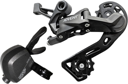 Microshift Advent 9sp Rear Derailleur Groupset, Right-Hand Shifter, Black