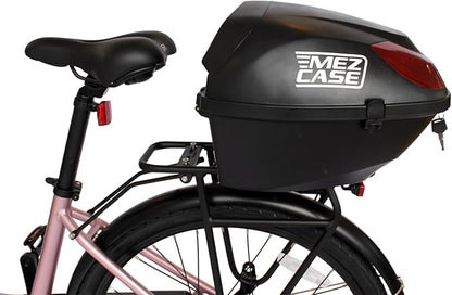 MEZCASE 35L Motorcycle Bicycle Scooter Top Case - Lockable, Waterproof Tail Box with Soft Backrest, Universal Mounting